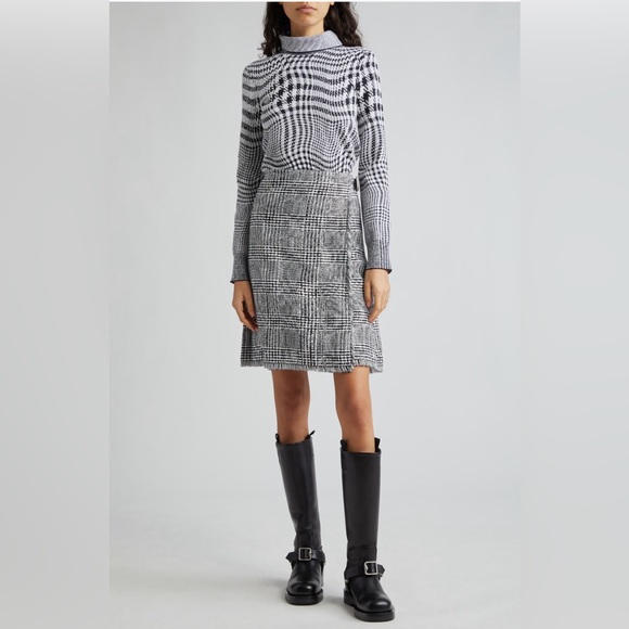 Warped Houndstooth Fringe Trim Wrap Skirt - Picture 3 of 10